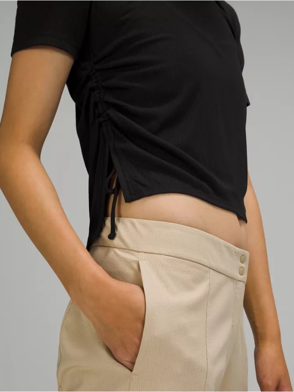 Lululemon Side Cinched Ribbed T-Shirt in Black